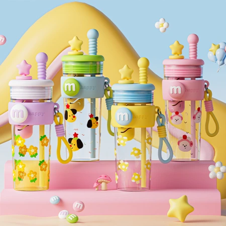 Plastic cup, large-capacity straw water cup for girls, high appearance level for students, new summer outdoor portable high-temperature resistant water cup Plastic cup, large-capacity straw water cup for girls, high appearance level for students, new summer outdoor portable high-temperature resistant water cup